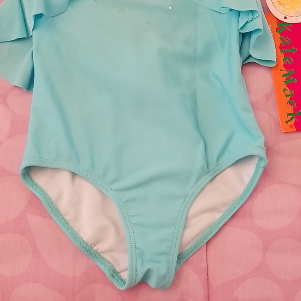 NWT Kate Mack Aqua Halter 1 Piece Swimsuit Size 3T - Picture 4 of 12